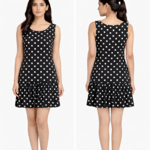 Women’s Black Polka Dot Sleeveless Skater Dress