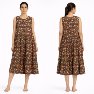 Women’s Multicolor Floral Sleeveless Midi Dress