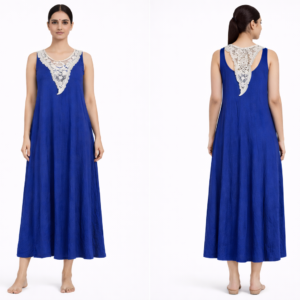 Women’s Royal Blue Lace Neck Maxi Dress