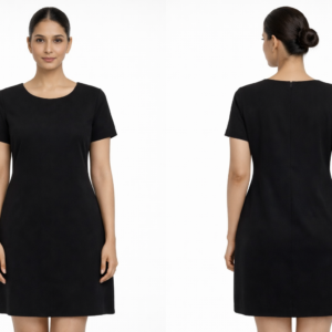 Black T-Shirt Midi Dress with White Ruffle Hem