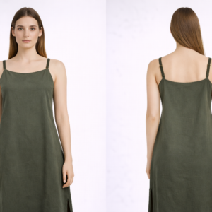 Women Olive Green Sleeveless Spaghetti Strap Casual Dress