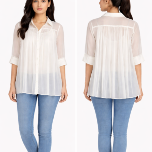 Women white transparent shirt with button Tryjaar
